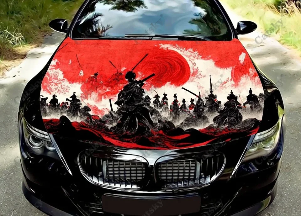 Japonská samurajská kapucňa Cain Farba vinylovej nálepky Nákladové nákladné vozidlo Grafická nálepka kapota na mieru vhodné pre akékoľvek auto