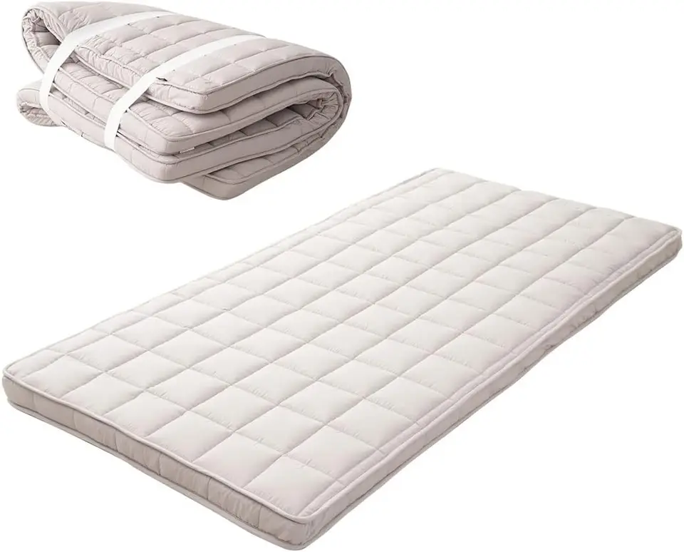 Japonská čalúnená futon matrac matrace plne šedá, gussetová skladateľná skladovateľná elastická kapela podlaha spiace hosťa posteľ Tatami Mat