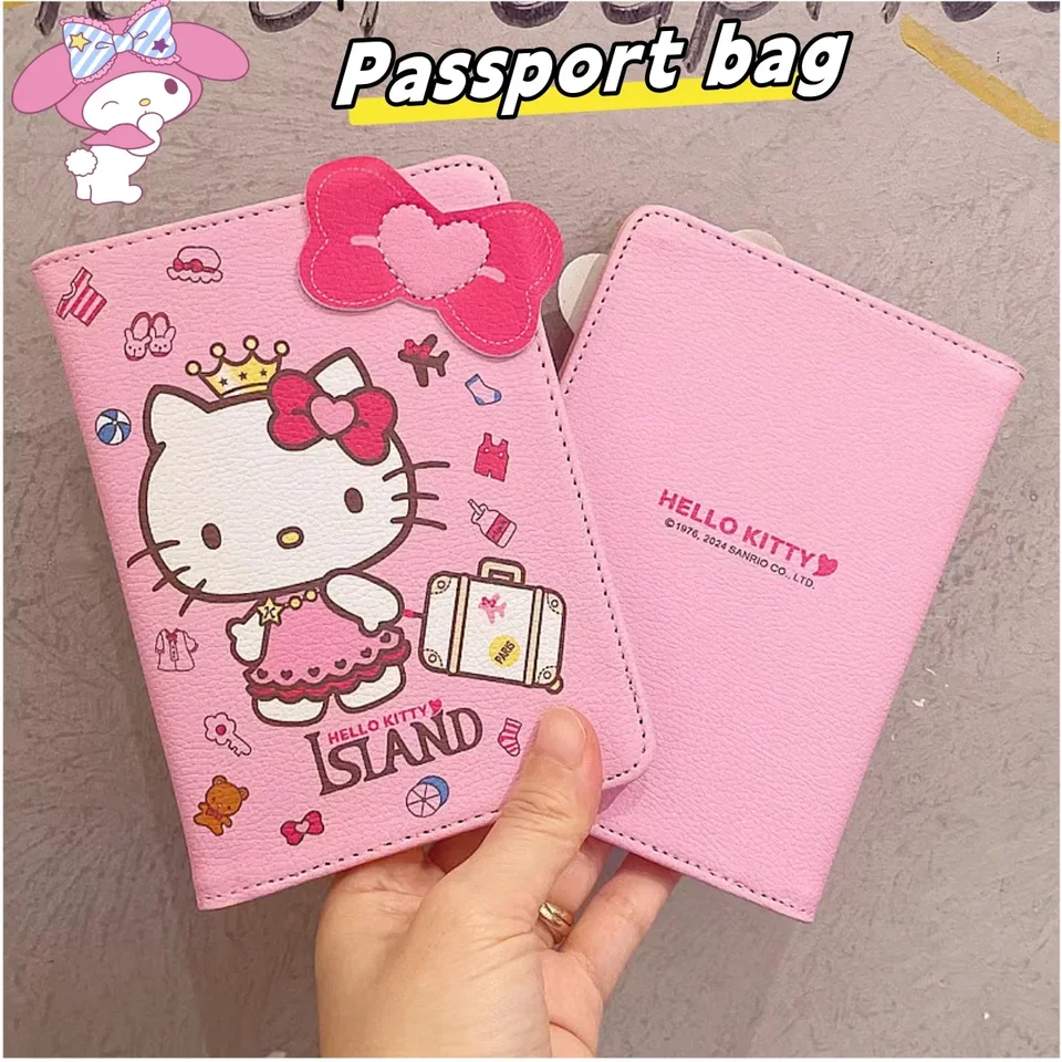 Japonské ahoj mačiatko roztomilý passport držiak dokument s taškou Ochranné obálky Multifunkčný držiteľ kariet cestovné ukladanie cestovných lístkov Ženy