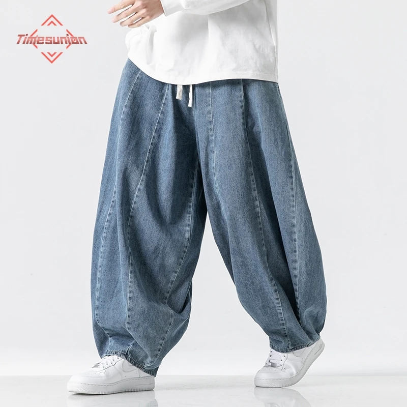 Japonské džínsy Pánske nohavice na vysokej ulici uvoľnené široké nohy džínsové nohavice veľkú veľkosť módne hip hop nové mužské nohavice