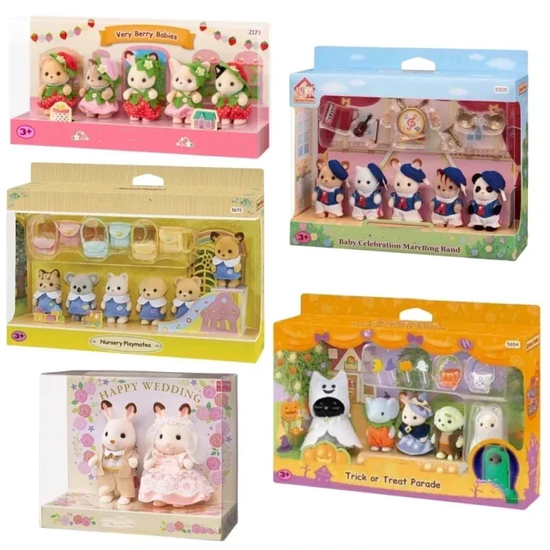 Japonské lesné rodiny baby anime figúrka sada baby dažďové pláštenky Veľkonočné ovocie kawaii roztomilé dekorácie stolovej plochy vianočný darček pre hračku