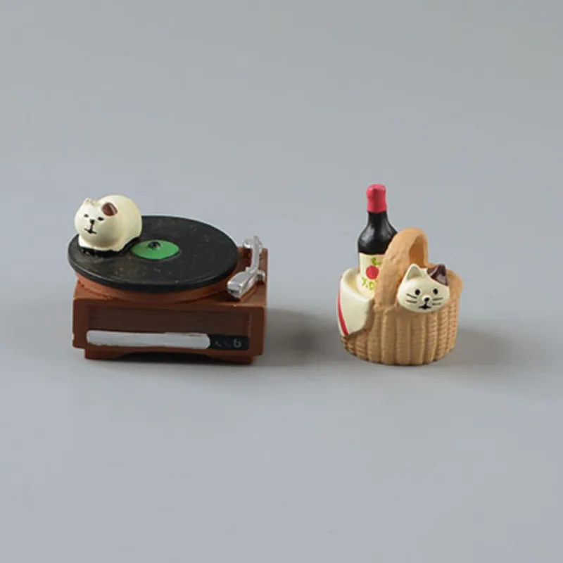 Japonské potraviny Zakka vínny kôš mačka Jukebox Domáce ozdoby nočné stolové ornament Ornament Resin Craft Hračky Zberateľné darčeky
