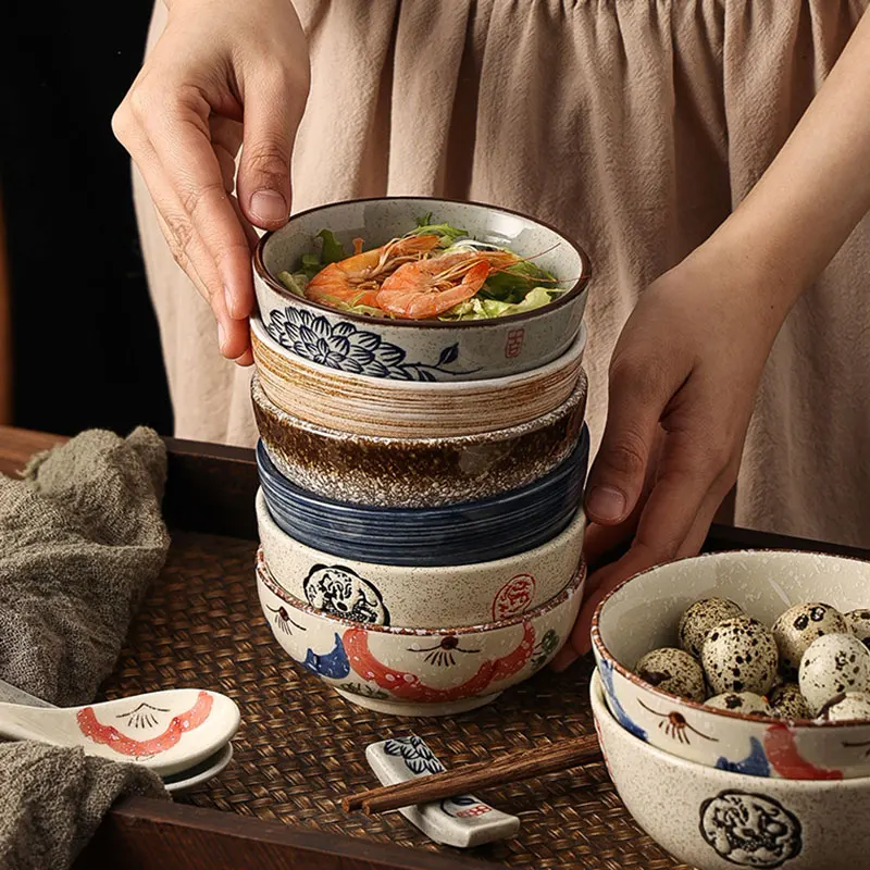 Japonské retro keramické misky Dip misky rastlín a kvetov, občerstvenie ovocie a keramické misky
