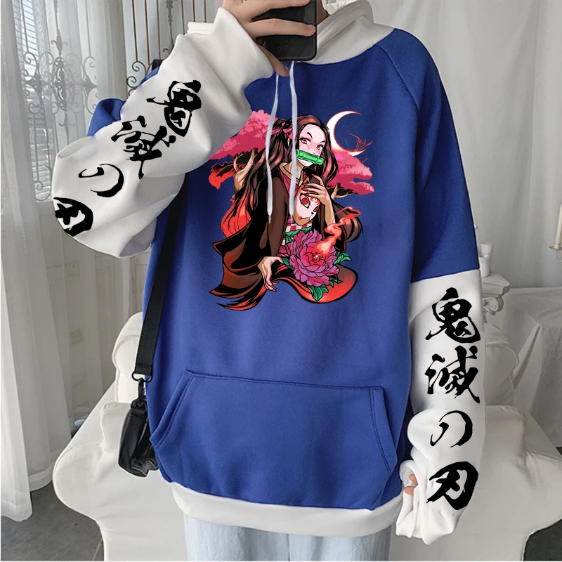 Japonský anime démon Slayer Kamado Nezuko Ženy kapucňa Kawaii Girl Manga Streetwear Winter Warm Fashion Pocket Man Mikina