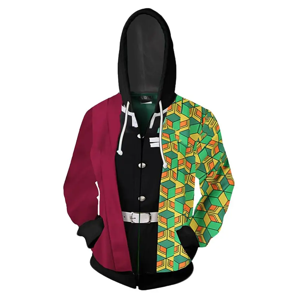 Japonský anime kimetsu no yaiba cosplay cosplay tomioka giyuu kapucňa s kapucňou pullover mikiny kabáty bunda