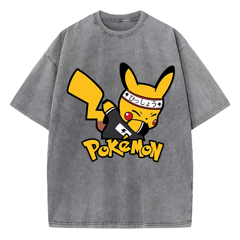Japonský anime pikachu womans tričko tričko leto americká retro bavlna neformálne tričko Kórejské mäkké vysokokvalitné tričká Tops