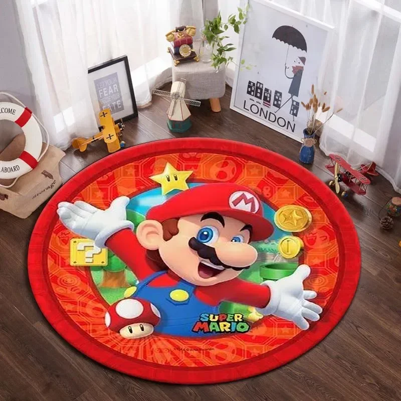 Japonský anime super mario koberec podlahová podlaha MAT dieťa plazenie mäkké koberce deti okrúhle non-šmykľavky koberce pre domácu spálňu dekorácie