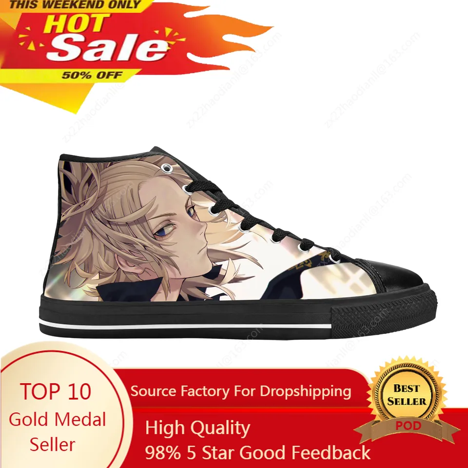 Japonský anime Tokio Revengers Sano Manjiro Mikey Casual Letlo topánky High Top Pohodlné priedušné 3D tlač Men Dámske tenisky