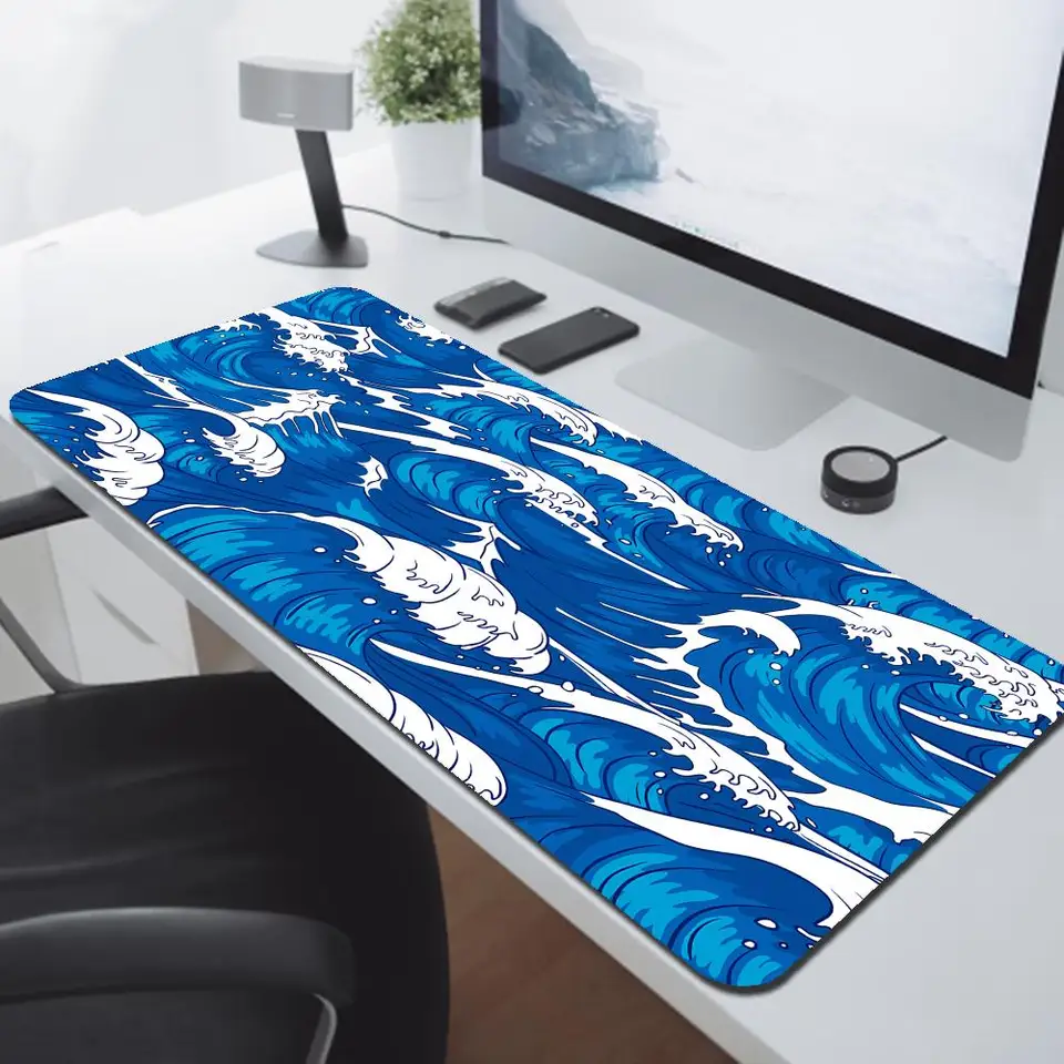 Japonský great Wave MousePad Gamer XXL Mouse Pad Gaming Adsess Desk Mat Office Mats Klávesnica Klávesnica Veľký koberec 900x400 Koberec