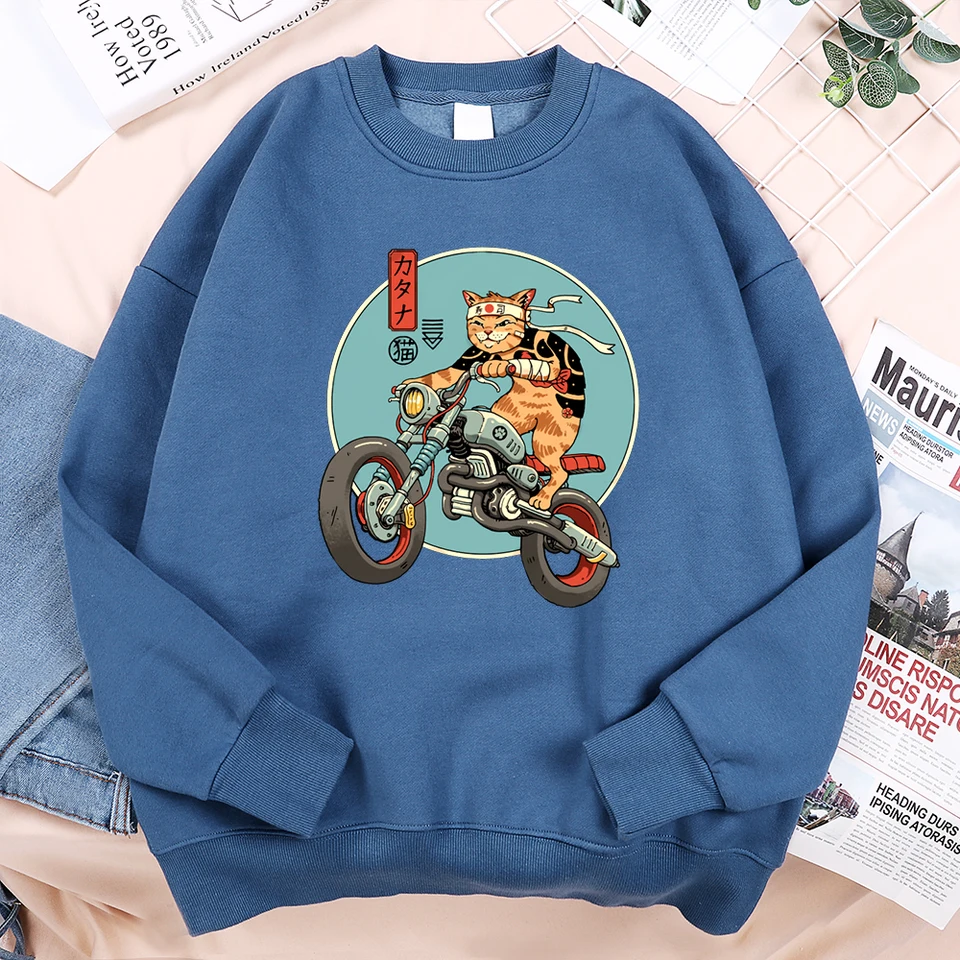 Japonský harajuku motocykel mačiek mikina Men ženy Príležitostné streetwear módne nadmerne nadmerné voľné mikiny osobnosť osobnosť