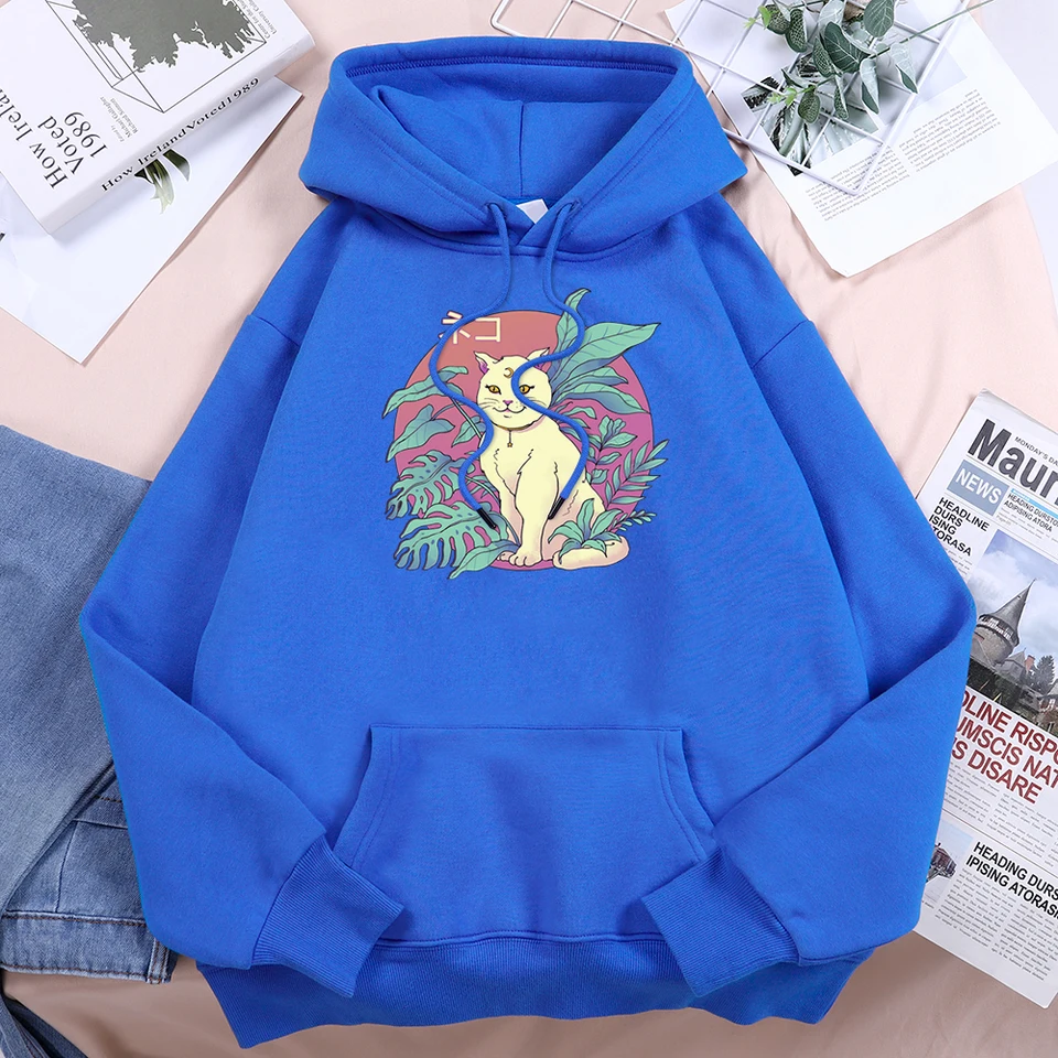 Japonský harajuku polmesiaca Cat Mens mikina módne hip hop športové oblečenie Príležitostné voľné oblečenie jesenné vreckové mikina