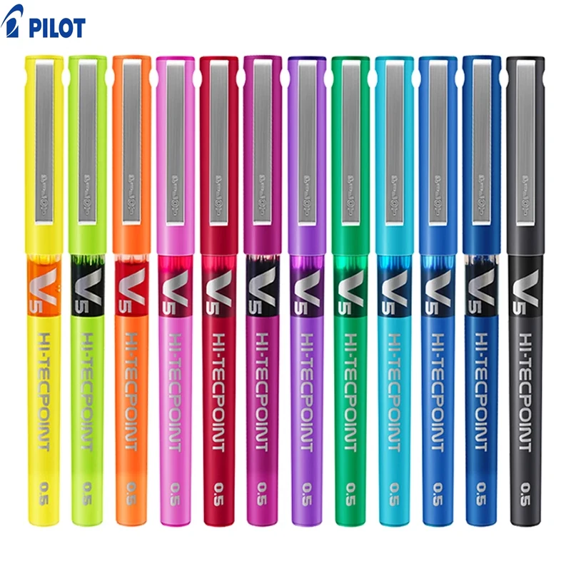 Japonský pilot V5 0,5 mm gélové pero Liquid Atrament Hi TEC Point Rollerball Pres, Penné guľôčkové značky pre písať v kancelárii
