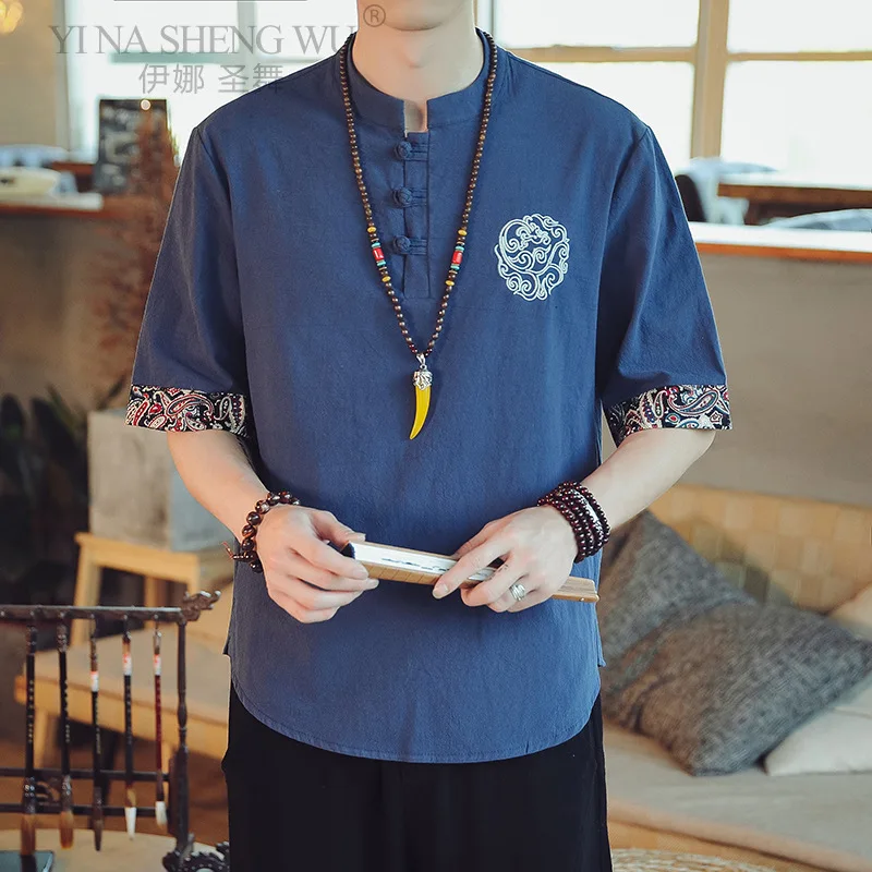 Japonský samuraj tradičný štýl Kimono Cast Tirt Tirtle Móda nové bundy Men Čínske streetwear Loose Nové košeľové oblečenie vrcholy