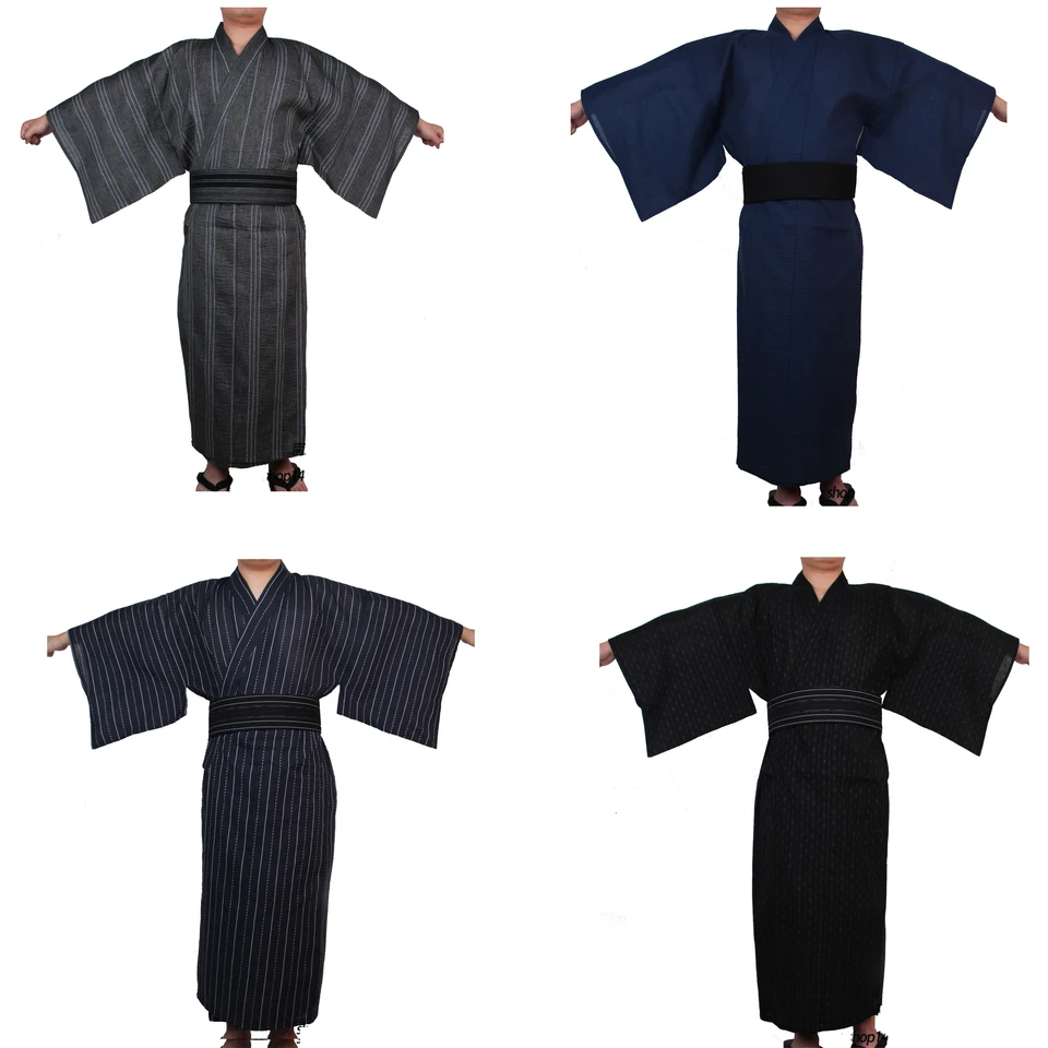Japonský tradičný samuraj kimono pre mužov Yukata Pathing Robe Hekoobi voľný štýl Sauna Wears Homewear Base Long Charty Cotton