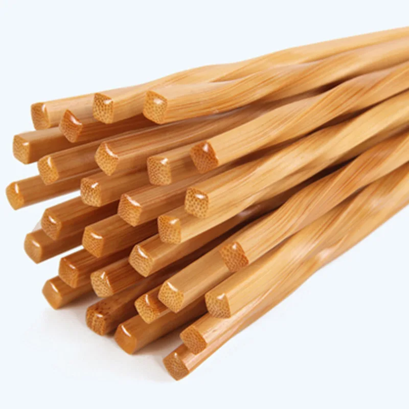 Japonský štýl bambus karbonizovaný Twist Twist Cupsticks Domáce potraviny tyčinky hotel bambus a drevené riady bambusové paličky