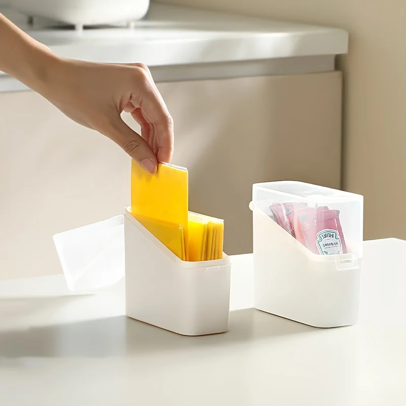 Japonský štýl naklonený priehľadný úložný box veka | Organizátor úložného priestoru na kávu syra Kontajner na malú klasifikáciu položiek