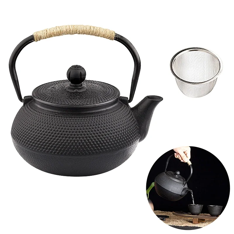 Japonský železný čajový hrniec s infuserom z nehrdzavejúcej ocele liatinová čajová čajová kanvica na vriaci voda oolong čaj 600/800/1200 ml