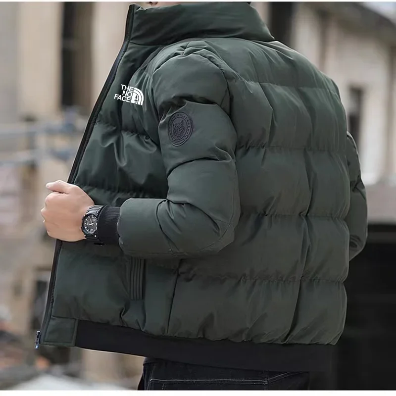 Jaqueta de Parka Quente Para Baixo Masculina, Gola Alta, Casaco Casual, Moda de Rua, Norte, Inverno
