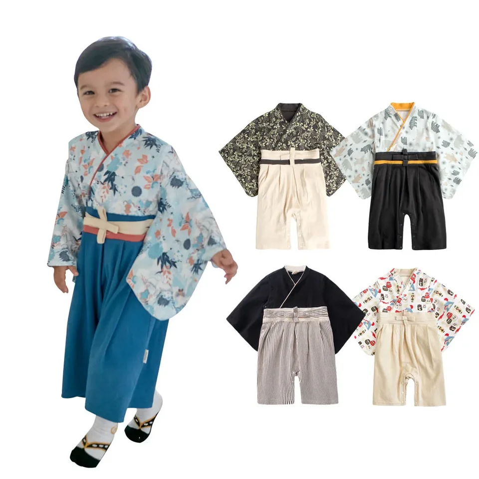 Jar a jeseň Baby Romper Baby Cotton BodySuit 0-2-ročné japonské chlapci Kimono Bodysuit Klenu