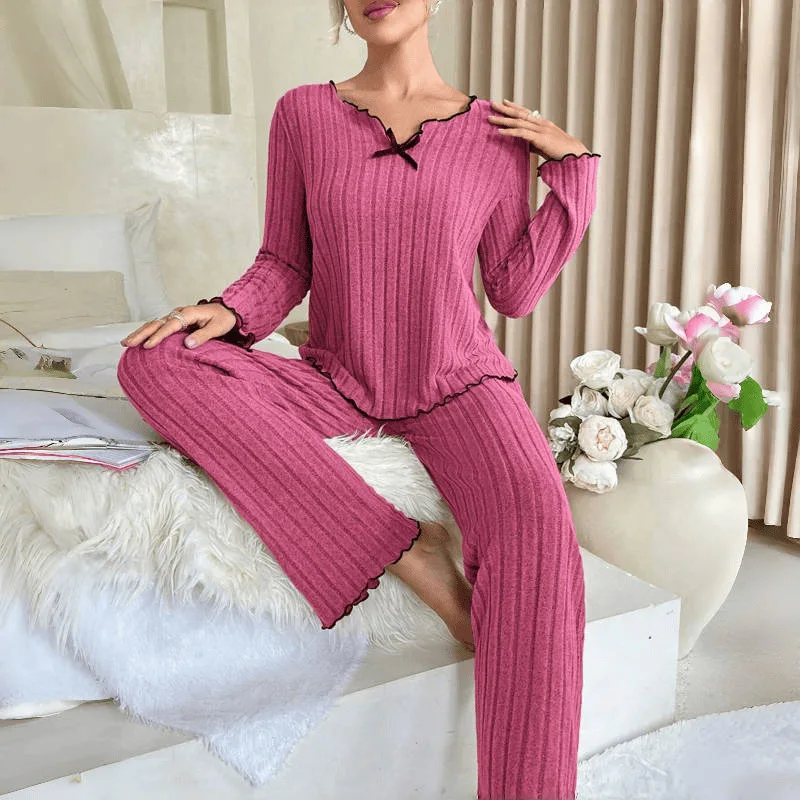 Jar a jeseň nových dámskych pyžamových pyžamových pyžam domáce oblečenie Pop-up voľný čas Home Suit Pit Pit Pit Európske a americké domáce oblečenie