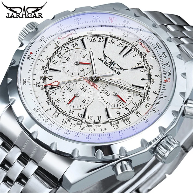 Jaragar 212 Módne pánske automatické mechanické hodinky Vodotesná nehrdzavejúca oceľ kalendár Svetlá luxusná business Man Watches