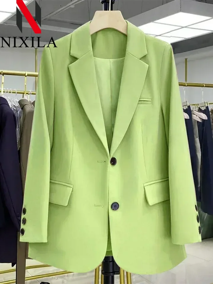 Jarná jeseň Elegantná Blazer Ženy Kórejské módne príležitostné dámske bunda Luxusné ženské kabáty Kancelária Dámske oblečenie s dlhým rukávom Top