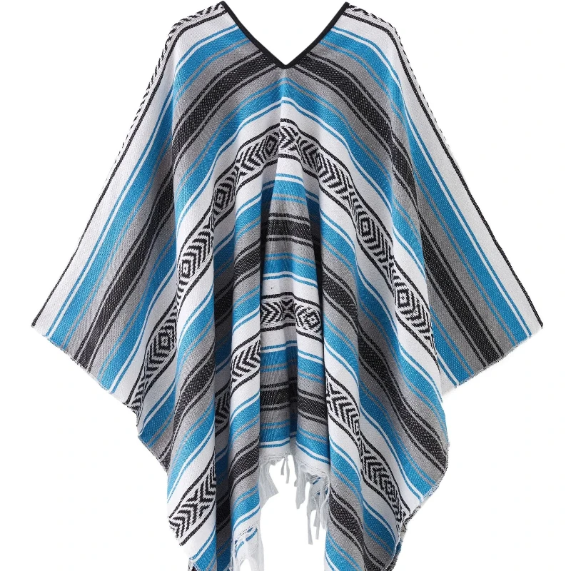 Jarná jeseň geometrická jacquard etnický štýl cestovný ruch rozdelil Tassel Shawl Ženy klimatizácia Poncho Lady Cloaks