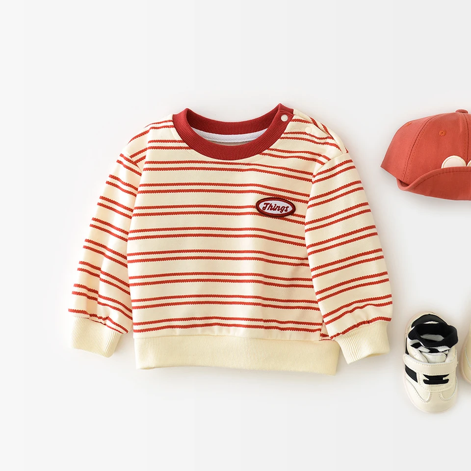 Jarná nová módna postihnutá detská mikina detská mikina Červený pruh Športové tričko Toddler Cute Loose Leisure Hoodie