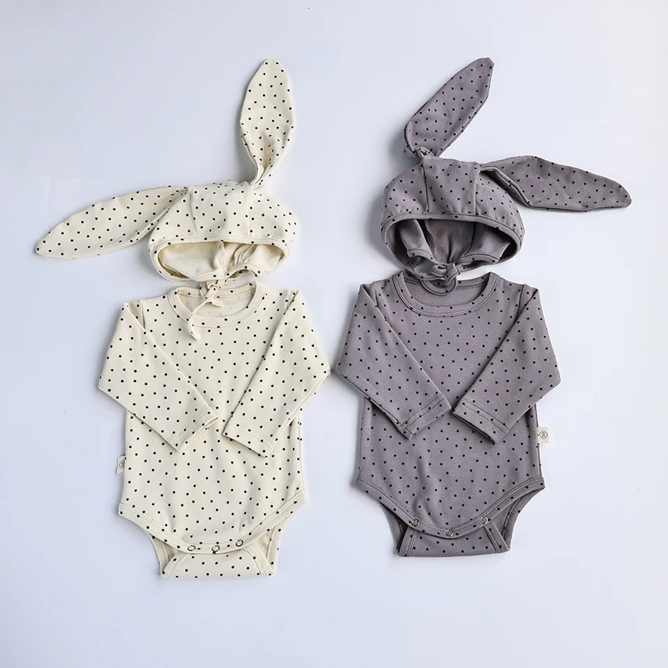 Jarné detské oblečenie batoľatá Dievčatá BodySuit s klobúkom Dojčenské chlapci One Piece Baby Outfit