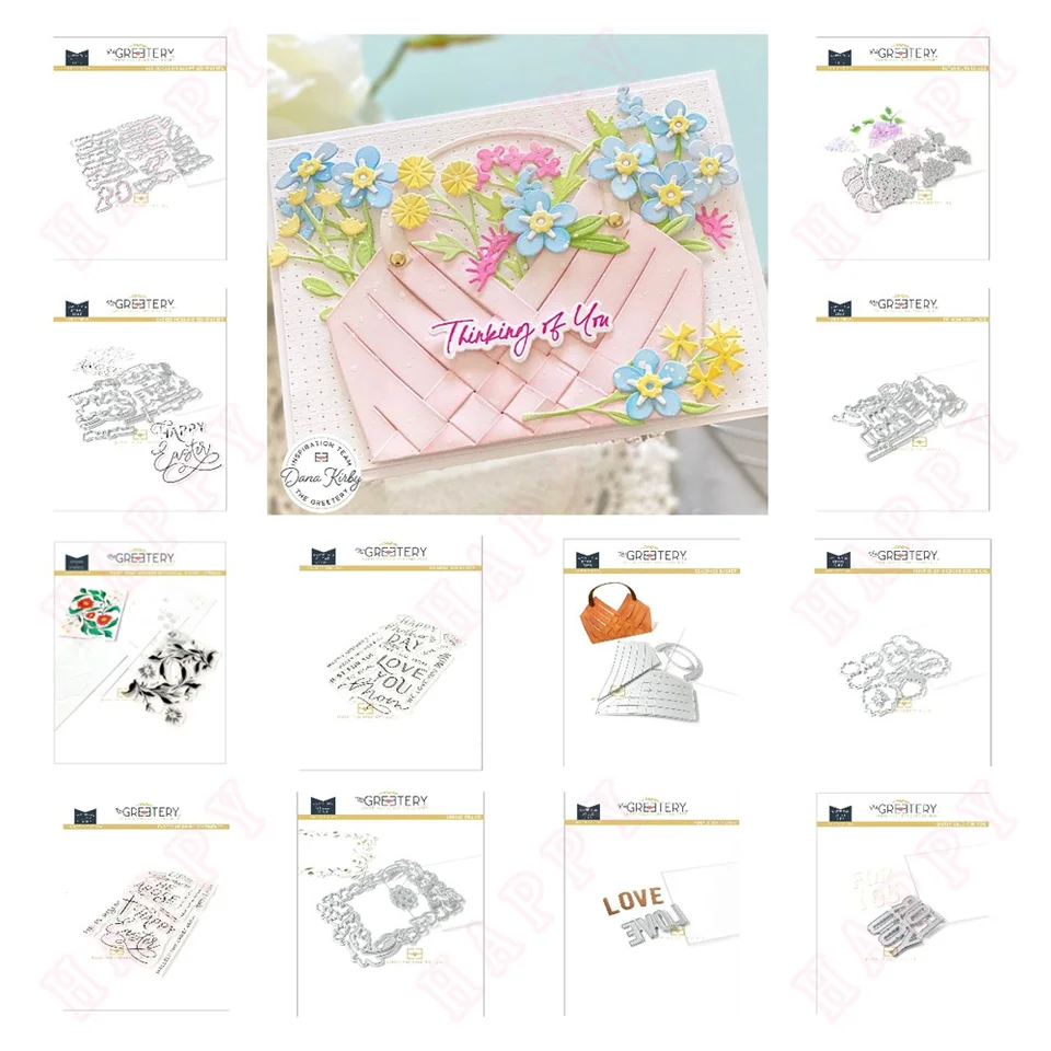 Jarný morský kôš Veľkonočné láska Líny Lilacs pečiatky šablón kov kov rezanie matričiek DIY Scrapbook Cards Handmad 2024