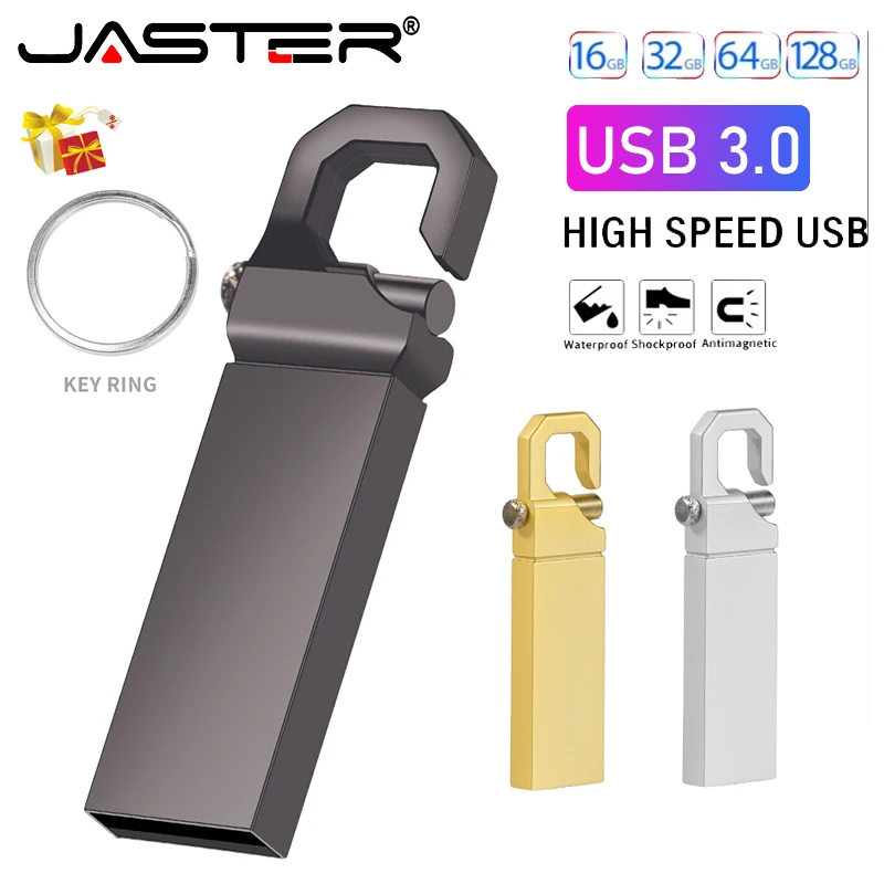 Jaster High -Speed ​​USB 3,0 Flash Drive 128 GB 64 GB Metal Mini Pen Drive Kreatívny darček U Disk 32 GB 16 GB KEY REAP USB STROW 8 GB