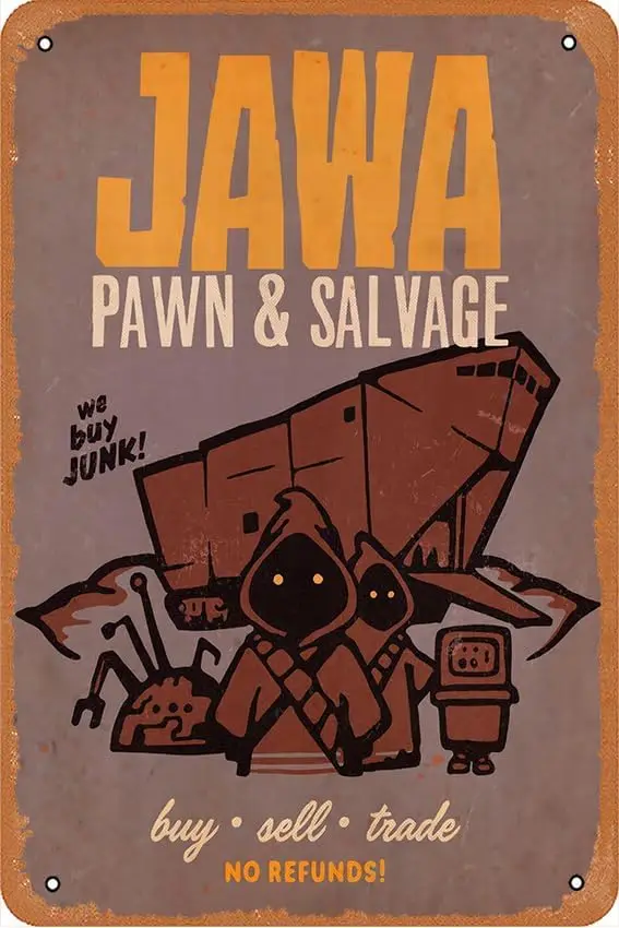 Jawa pešiak a záchrana Vintage Vývoj komiksu Plagát Plagát Tin Metal Sign Retro Wall Decor For Cafes Office Store Pubs