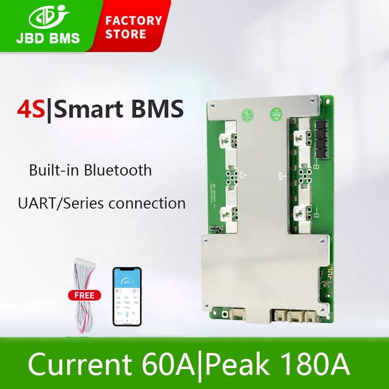 JBD BMS vstavaný BT Smart BMS Li-Ion LifePo4 4S 12V 60A UART Temp Sensor Funktion Balance Board pre lítiovú batériu