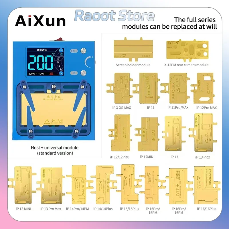 JC Aixun iHeater Pro Desoldering Station pre iPhone X- 13 14 15 16pm Android Chip IC Camera Fotoaparát vrstvená vykurovacia platforma