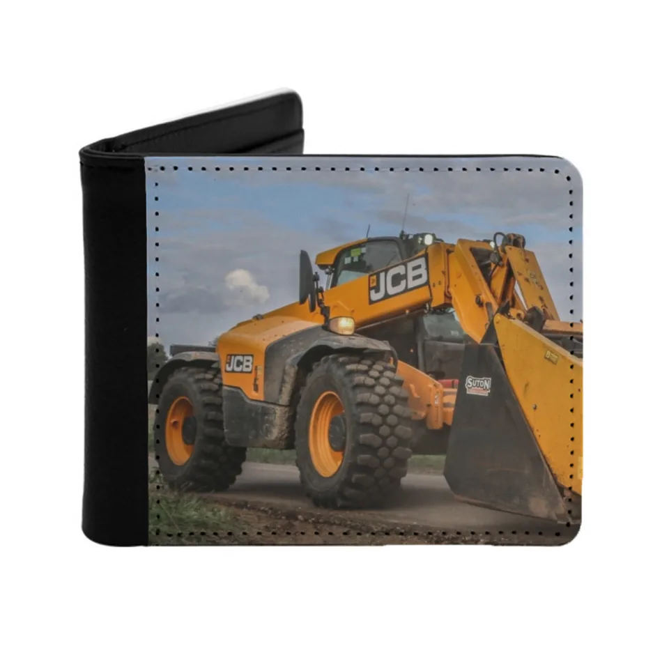 JCB Telehandler s SUTON SCRORE Men Ženy PU kožená peňaženka držiteľ kreditná karta peňaženka Krátka kabelka Príroda krajina JCB