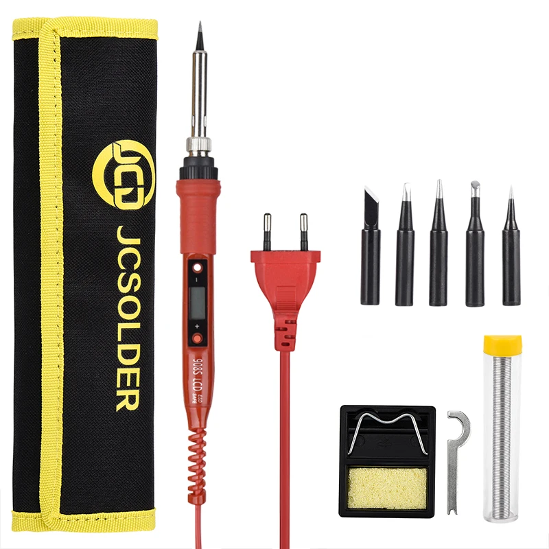 JCD 908S Elektrická spájka Iron Kit 80W Nastaviteľná teplota LCD Digitálny displej 220V/110V spájkovací železo Tips Welding Tools