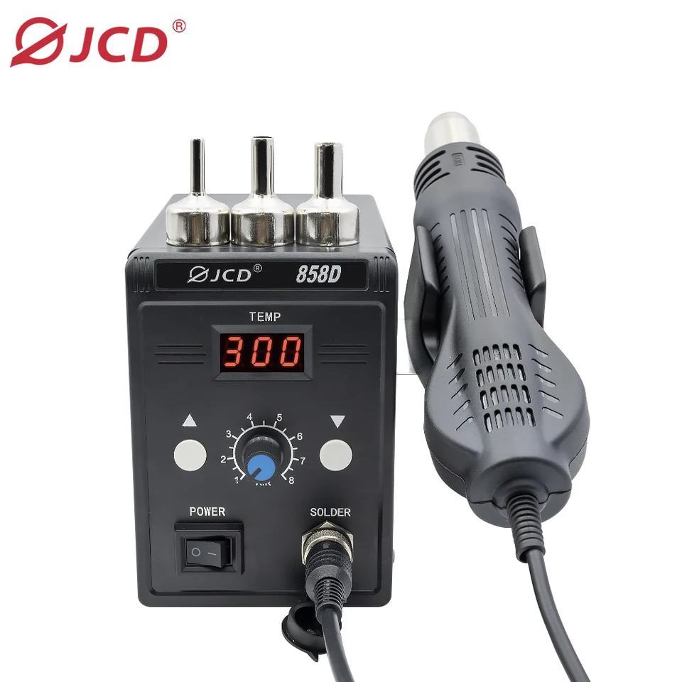 JCD Hot Air Gun 858d 700W BGA Rework Solder Station Spájká s tepelnou vzduchovou stanicou 220V / 110V pre náradie opravy zvárania SMD SMT