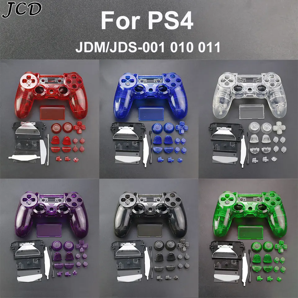 JCD pre PS4 V1 JDS/JDM 001 010 011 TRANSPArent Plné puzdro na plné puzdro Tvrdé ochranné puzdro s tlačidlami výmeny príslušenstva