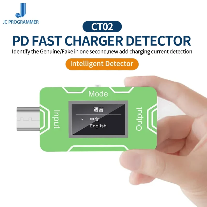 JCID CT02 PD/QC Detektor rýchleho nabíjania pre iPhone Android napätie Prúdový testovací test OLED SCREE Identifikácia nástroja Identifikácia