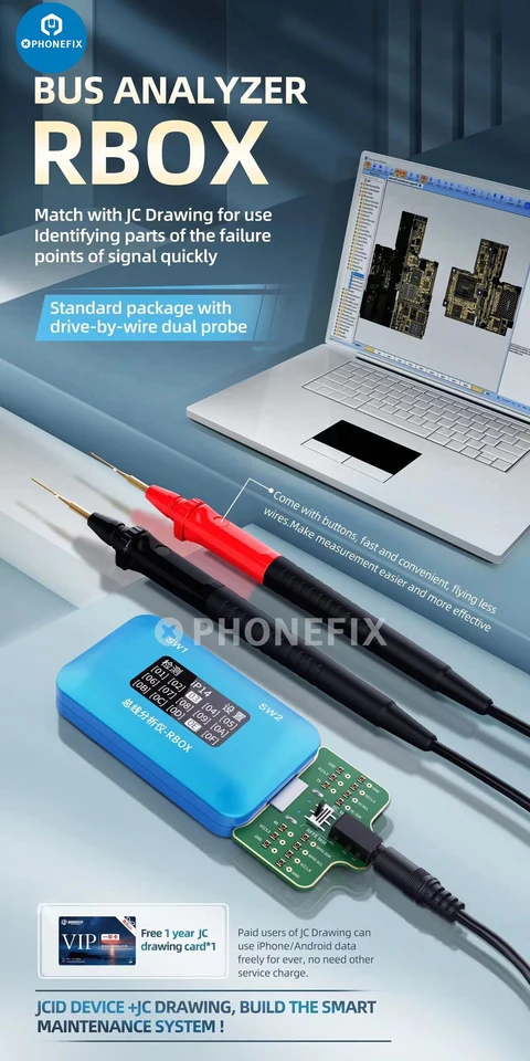 JCID RBOX Analyzer Analyzer rýchle umiestnenie signálu Signál Čiastočné opravy poruchy s JC kreslenie bitmapy pre iPhone Android Adroid Add Bus Data
