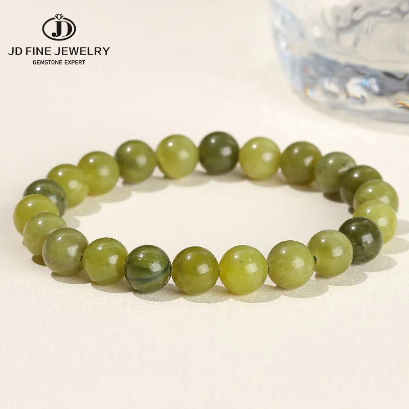 JD Natural Stone Kanada Kanada Zelená Jades Korálkové náramky Ženy Emerald Agate Vintage Strand Bangles Female Wrictband Summer Darče