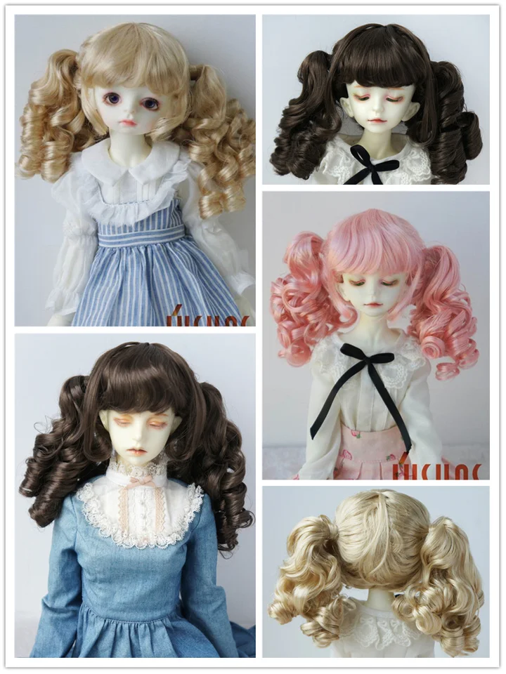 JD308 1/6 1/4 1/3 dvojitého kučeravého poníka BJD parochne pre veľkosť 6-7 palca 7-8 palca 8-9inch módy YOSD MSD SD Syntetické parochne Mohair Doll Wigs