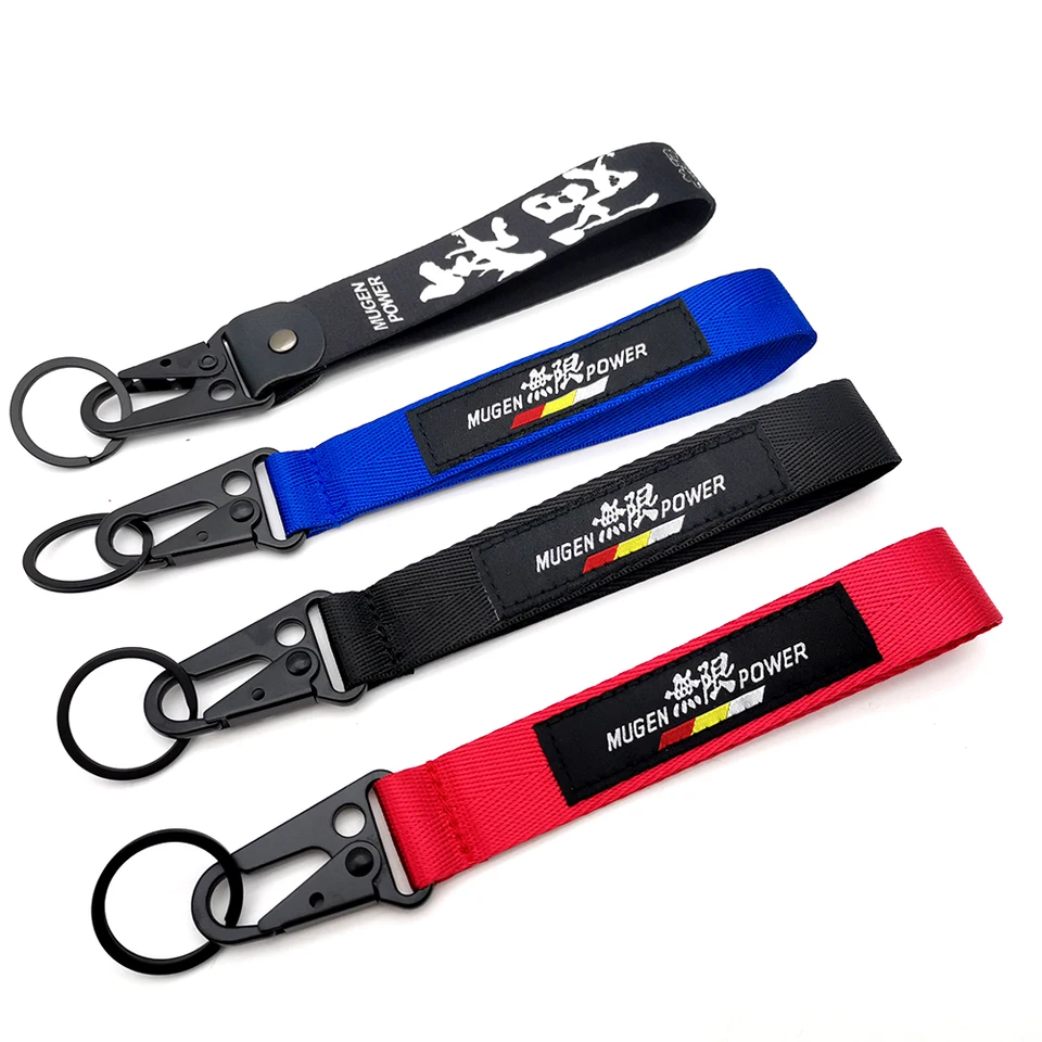 Jdm auto keytags remienok keychian znak nylon webbing popruhy reťazec kľúča s oceľovým jarným klipom klipom kľúča fobs oem šperky