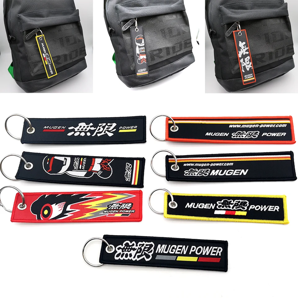 JDM Car Keychain Mugen Key Key Tags Pretekársky štýl vyšívaný nylonový tkaný kľúče keyring šnúrka pre príslušenstvo honda mugen
