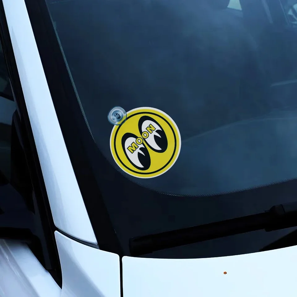 JDM CAR STYLING Japanese Style Acryly Acryl Yellowe Mooneyes značky Znak Suct Cup Typ reflexná nálepka Nálepky automatické príslušenstvo