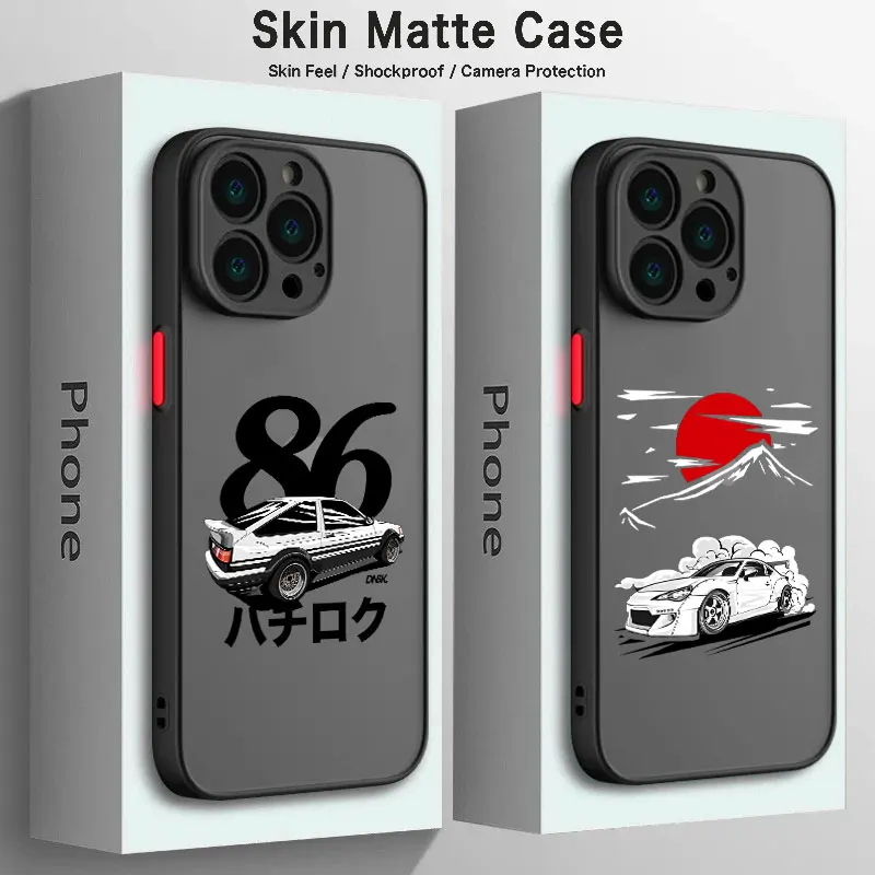 JDM Supercar Skin Matte Matte Pase pre iPhone 15 14 13 12 11 Pro Max Plus 13 Mini x xr xs Max 8 7 plus 6 6s Hard PC Cover Cover Coupe