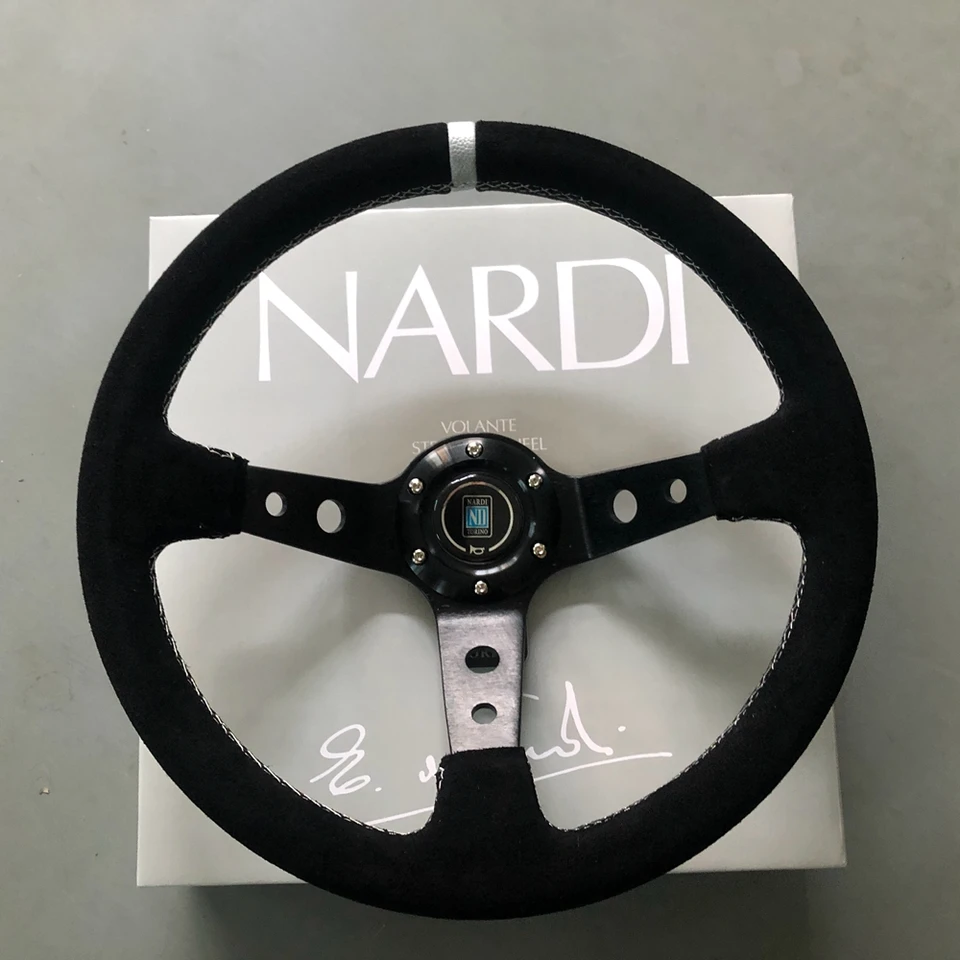 JDM Universal 14inch Racing Nardi volant auta Drift Drift Suede Drift Kožený volant volantes pre VW Honda Toyota BMW Nissan