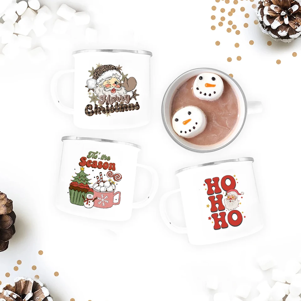 Je to sezóna roztomilý vianočný hrnček veselé Vianoce Hot Cocoa Smalt Latte hrnček vianočné pančuchy