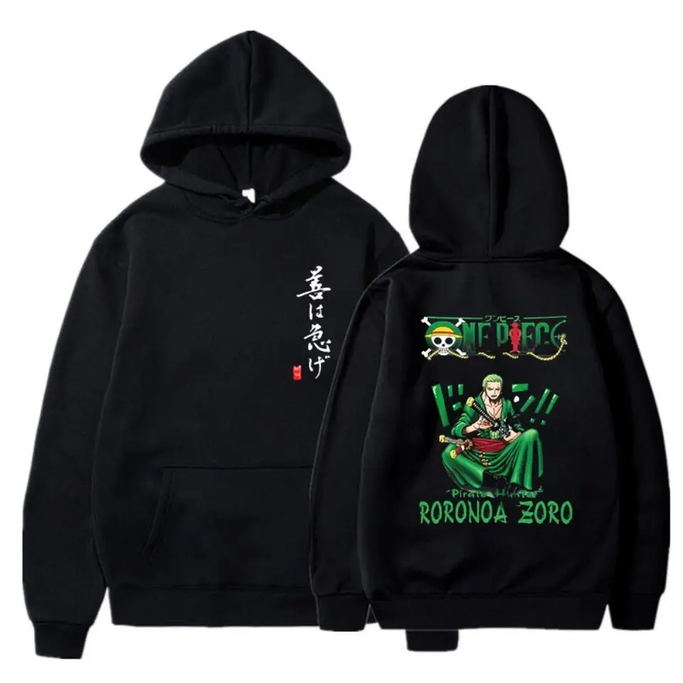 Jeden kus mikiny Roronoa Zoro Citát OP Pullover s kapucňou sveter Príležitostné bavlnené topy oblečenie hip hop ženy nadmerne veľkú mikinu