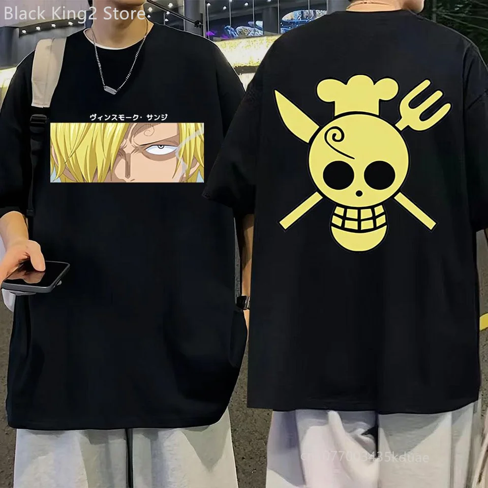 Jeden kus Sanji anime tričko Pánske pánske módne tričko s krátkym rukávom, bavlnená voľná unisexová muži oblečenie manga streetwear